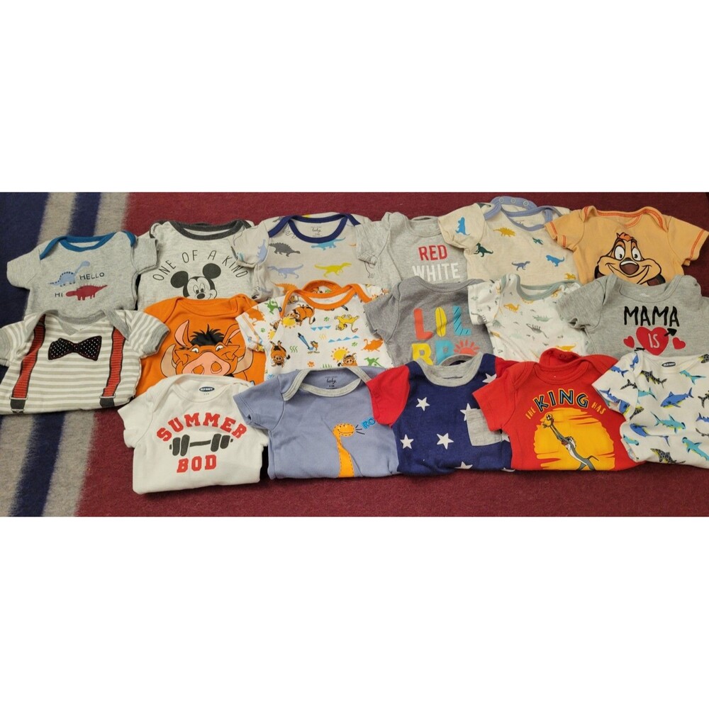 Lot Of Baby Boy Bodysuits Size 0-3 Months Bundle Of 17